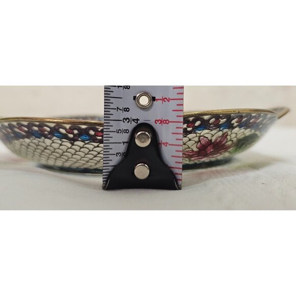 Cloisonne Plique-a-Jour Bowl & Covered Incense Burner Floral Butterfly Design - Picture 12 of 15